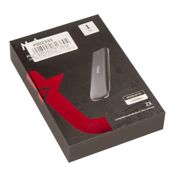 NT01ZX-001T-32BK Внешний SSD 1Тб Netac , USB3.2 Gen2 Type C, Slim ZX, черный-2