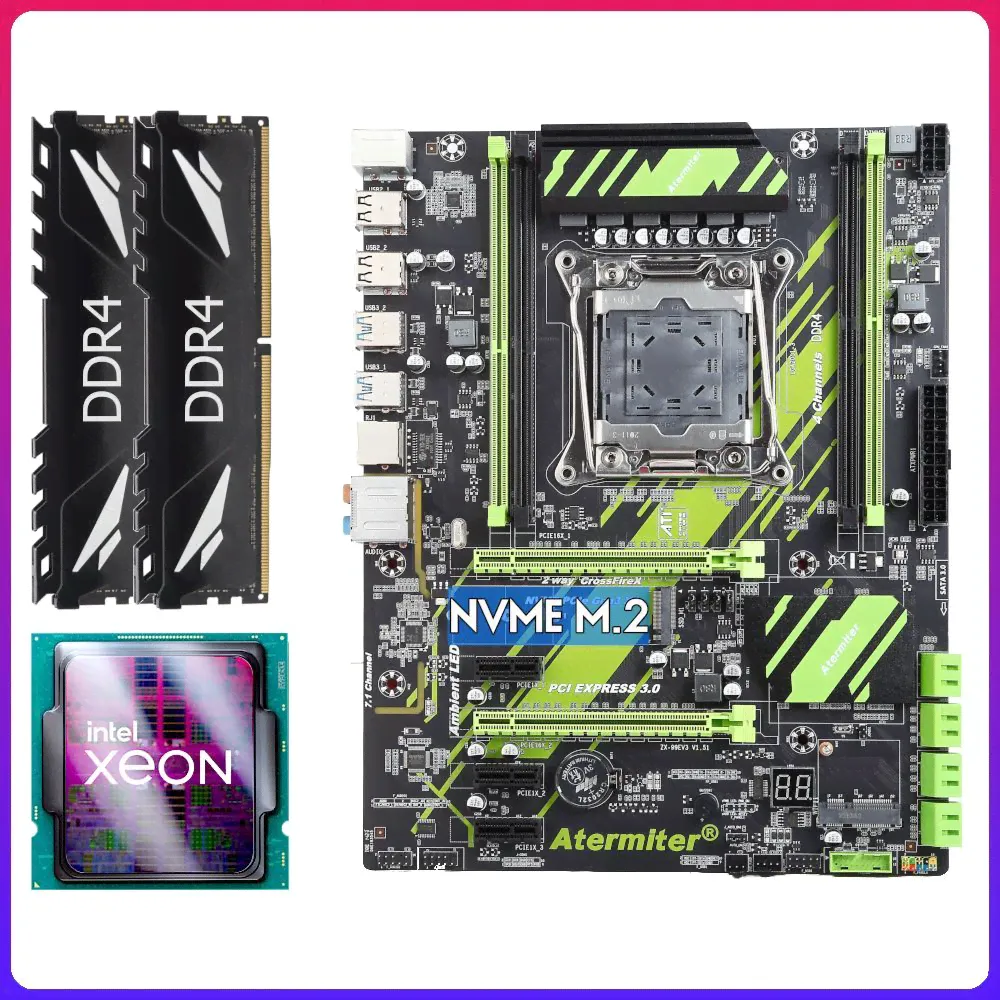 Atermiter Материнская плата X99-ZX-99 EV3 + процессор E5-2690 v3 12 ядер 24 потока + оперативная память DDR4 16Gb готовый комплект
